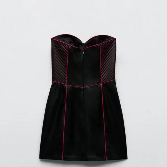 ZARA LEATHER EFFECT DRESS SIZE XS 8208 961 800 - Picture 1 of 5